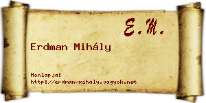 Erdman Mihály névjegykártya